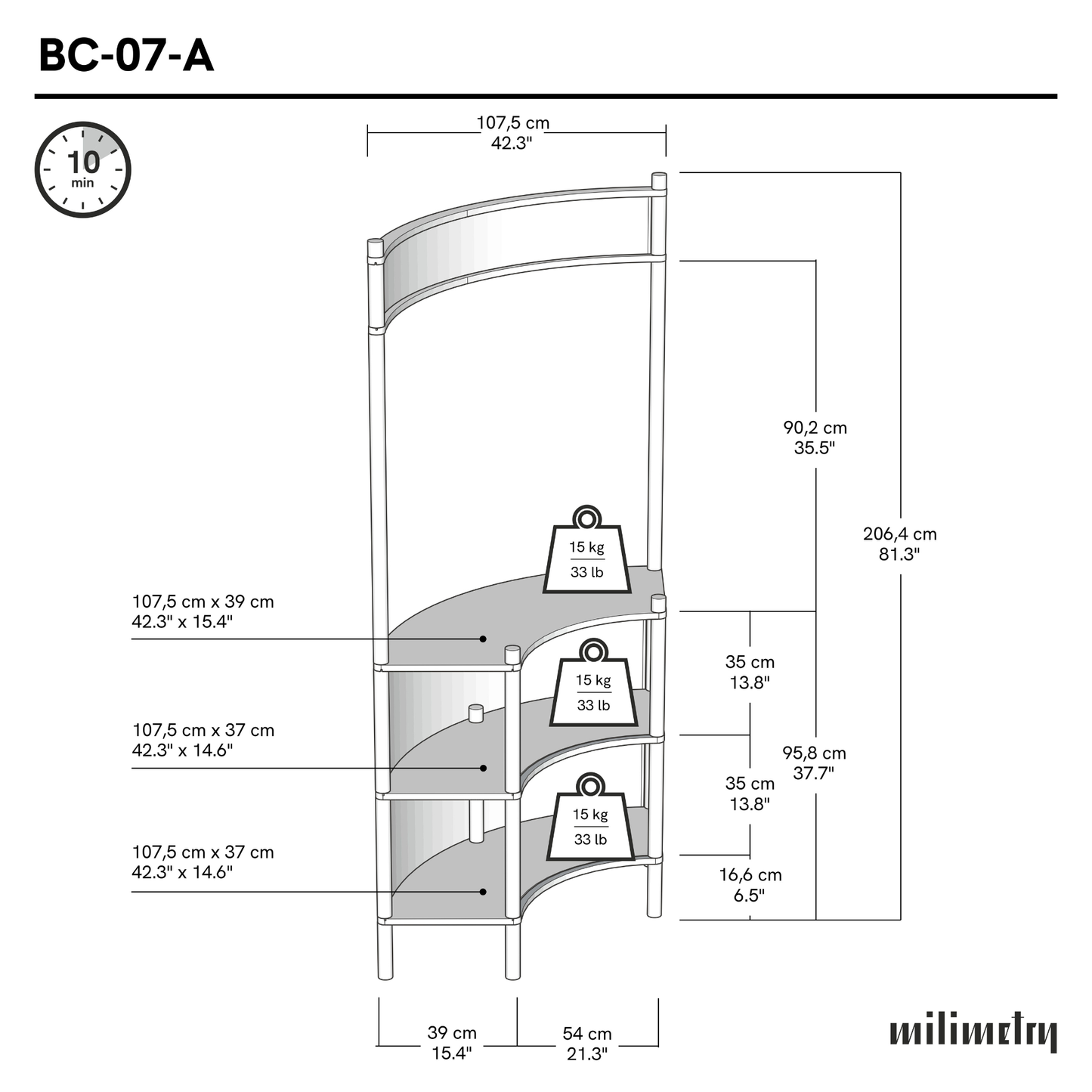 Support de service client en bois courbé BC-07-CF | café + couleur personnalisée