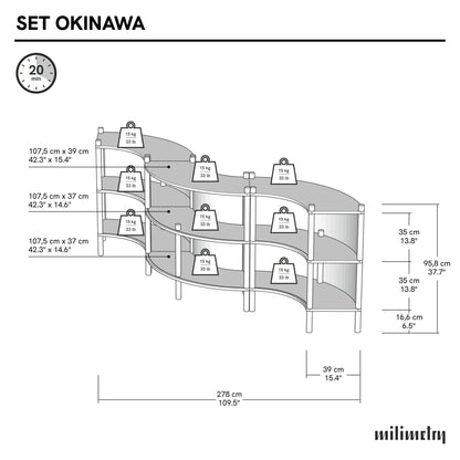 Okinawa Wave-Shaped Checkout Counter Bundle | natural color