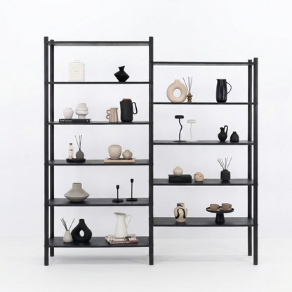 Double Shelving Unit BS-02-A-BL | black color