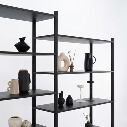 Double Shelving Unit BS-02-A-BL | black color