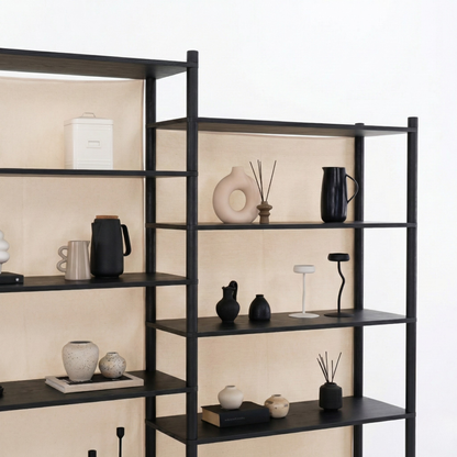 Double Shelving Unit BS-02-A-BL | black color
