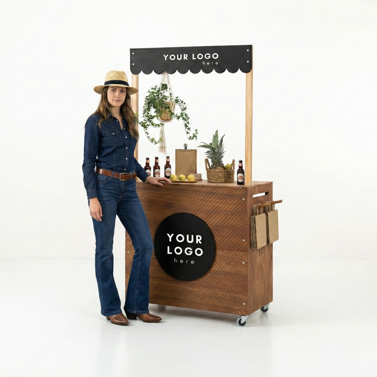 Kiosk Cart VC-16-W-E-CF | coffee and black color