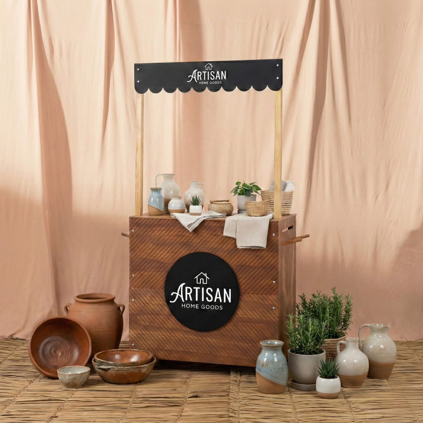 Kiosk Cart VC-16-W-E-CF | coffee and black color