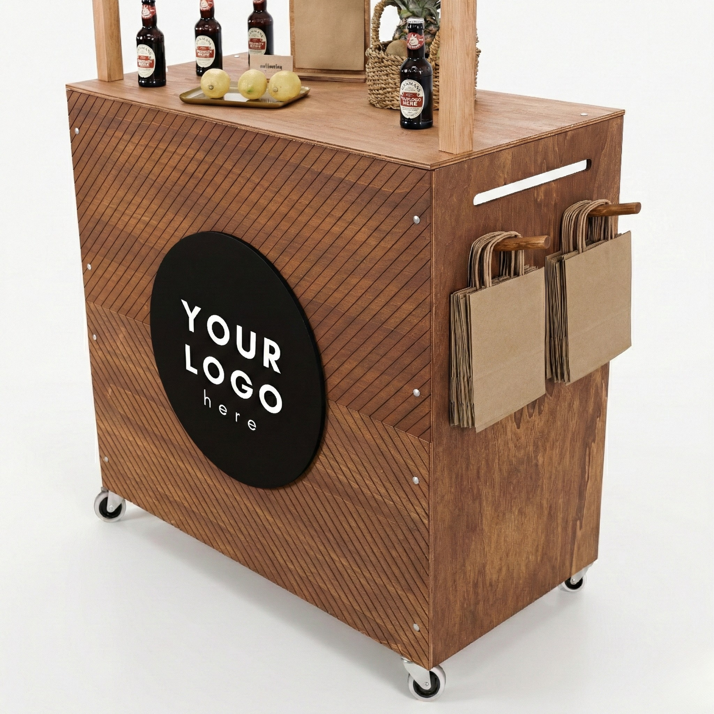 Kiosk Cart VC-16-W-E-CF | coffee and black color