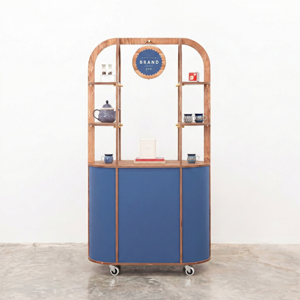 Kompakter ovaler Wagen VC-26-W-ML | Rahmen in Coffee, individueller Druck