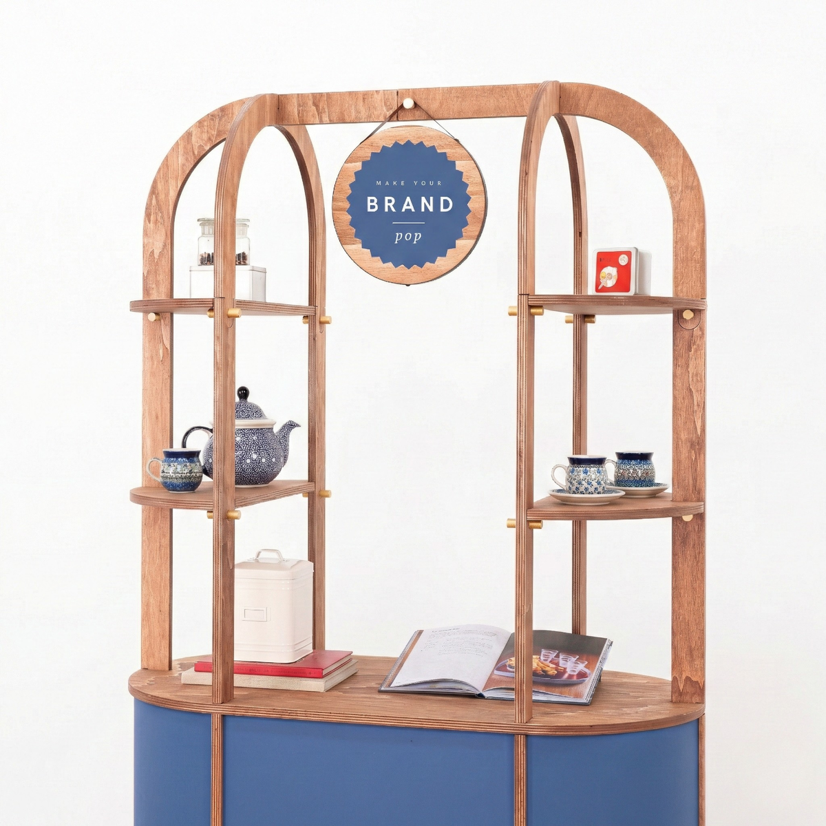 Kompakter ovaler Wagen VC-26-W-ML | Rahmen in Coffee, individueller Druck