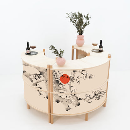 Nara Curved Checkout Counter Bundle | natural color