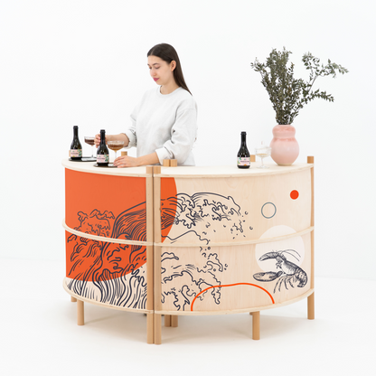 Nara Curved Checkout Counter Bundle | natural color