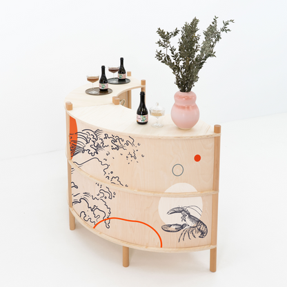 Nara Curved Checkout Counter Bundle | natural color