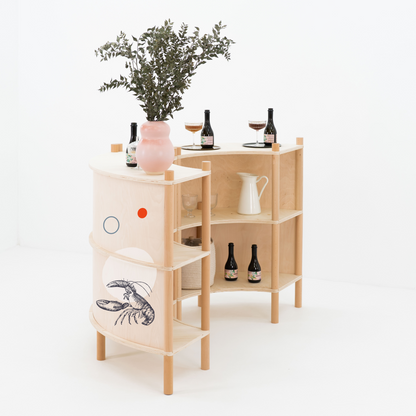 Nara Curved Checkout Counter Bundle | natural color