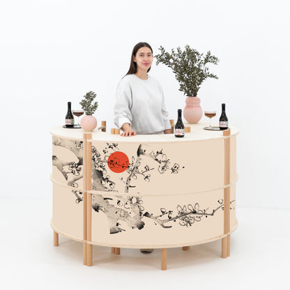 Nara Curved Checkout Counter Bundle | natural color