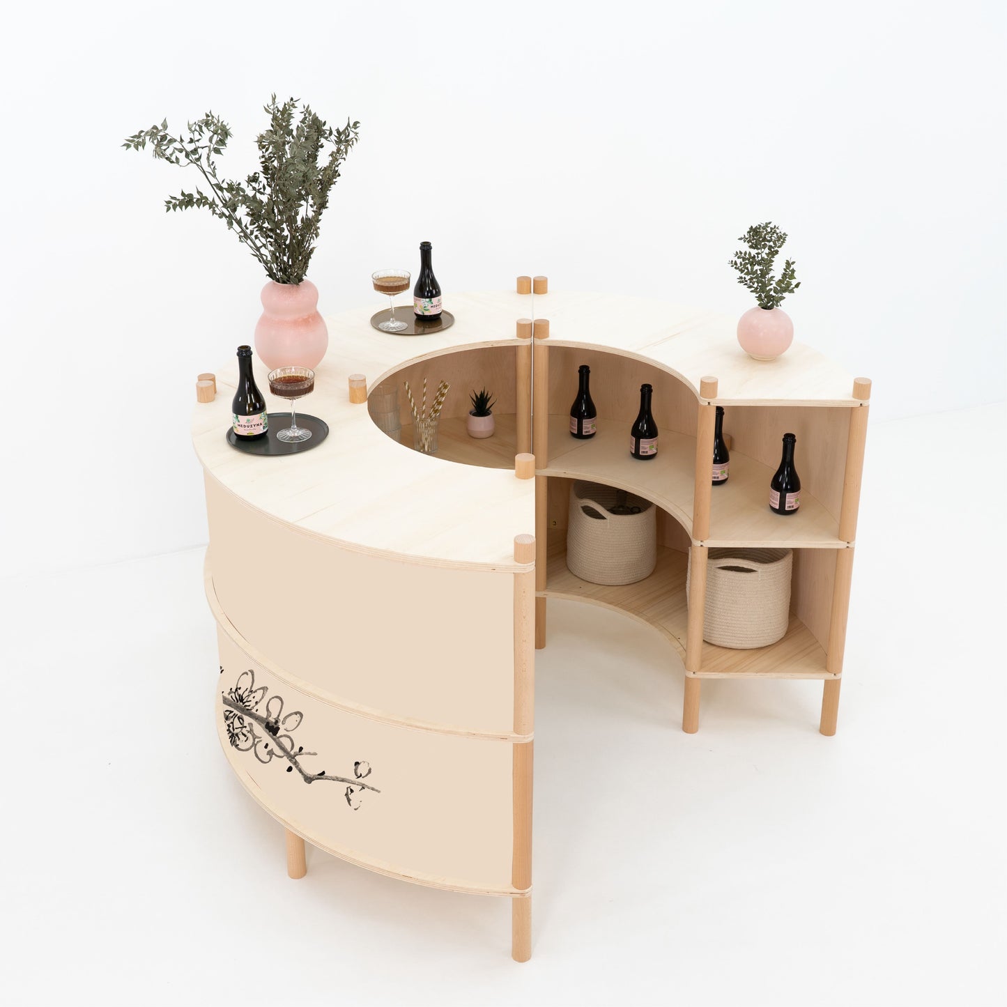 Marumori Curved Checkout Counter Bundle | natural color