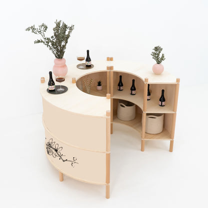 Nara Curved Checkout Counter Bundle | natural color