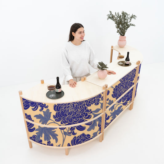 Professional booth counter setup for brand activations and demos