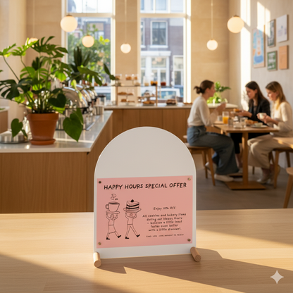 Magnetic Tabletop Arch Sign Boards SAP-04-H-WT | white color