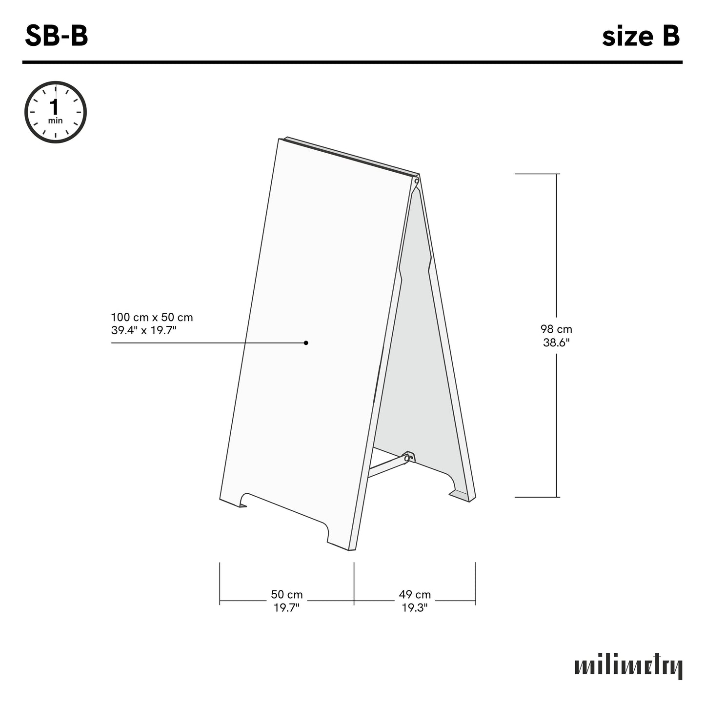 Metal outdoor sandwich board SB-A-B | black color