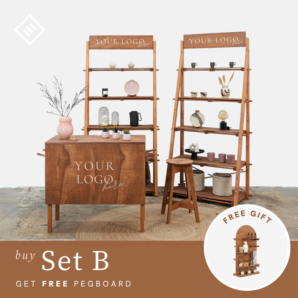 Modular Display Booth Set with Counter & Shelves | Custom Wooden Event ...