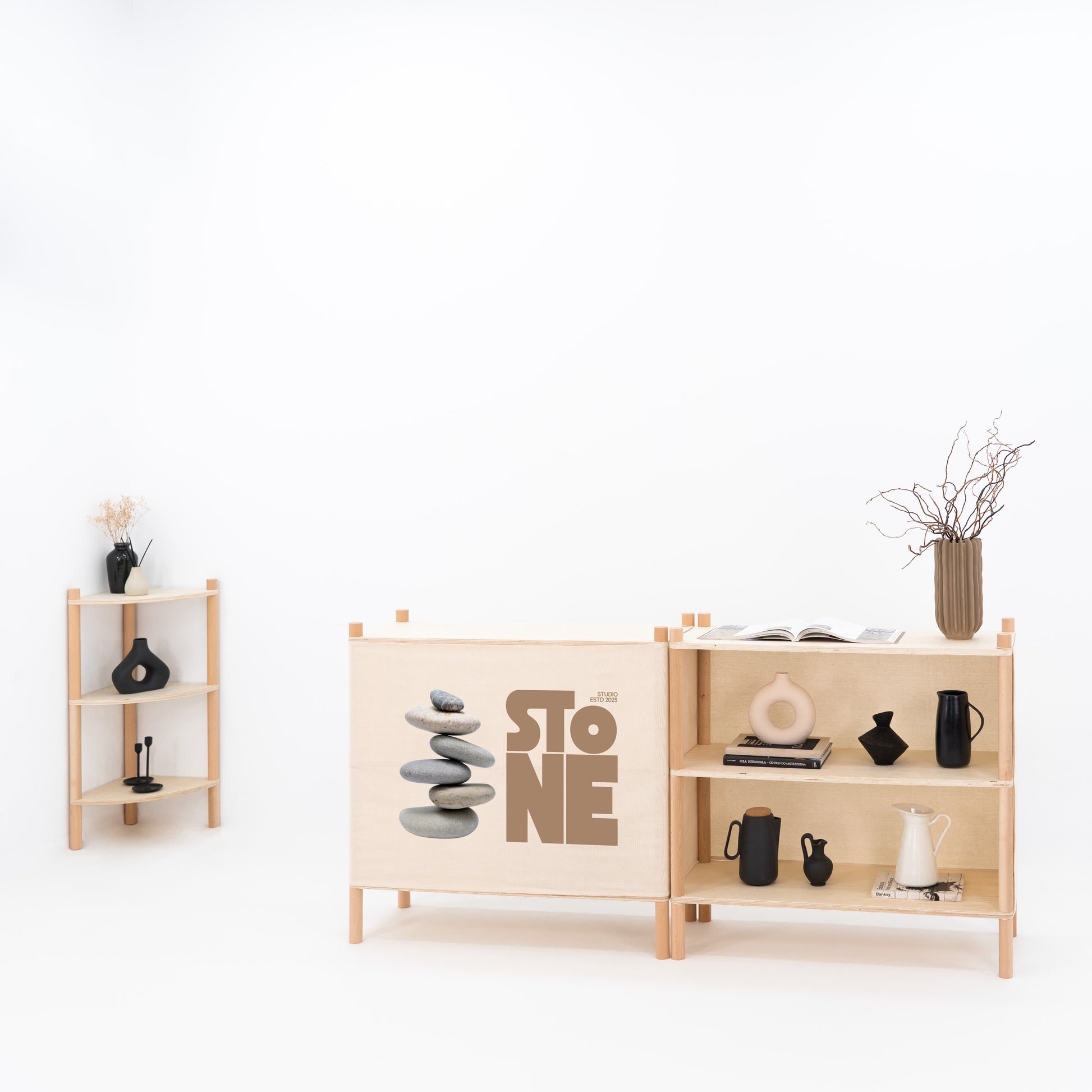 Compact event booth with modular checkout units