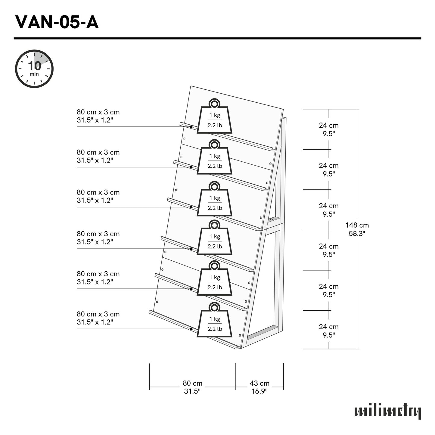Grand présentoir pour ordinateurs portables VAN-05-BL | couleur noire