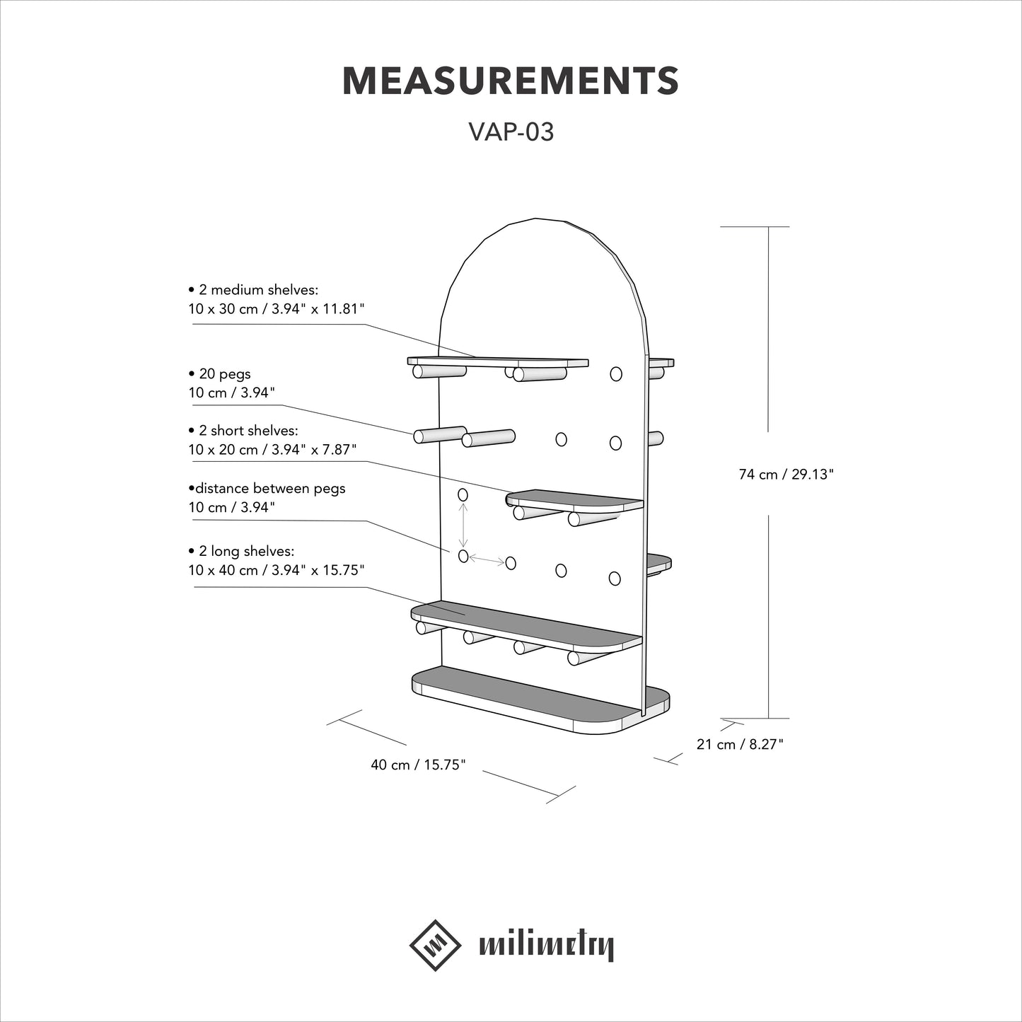 SET Berlin: Tabletop pegboard VAP-03-CF and 3-tired display VAR-05-CF in coffee color