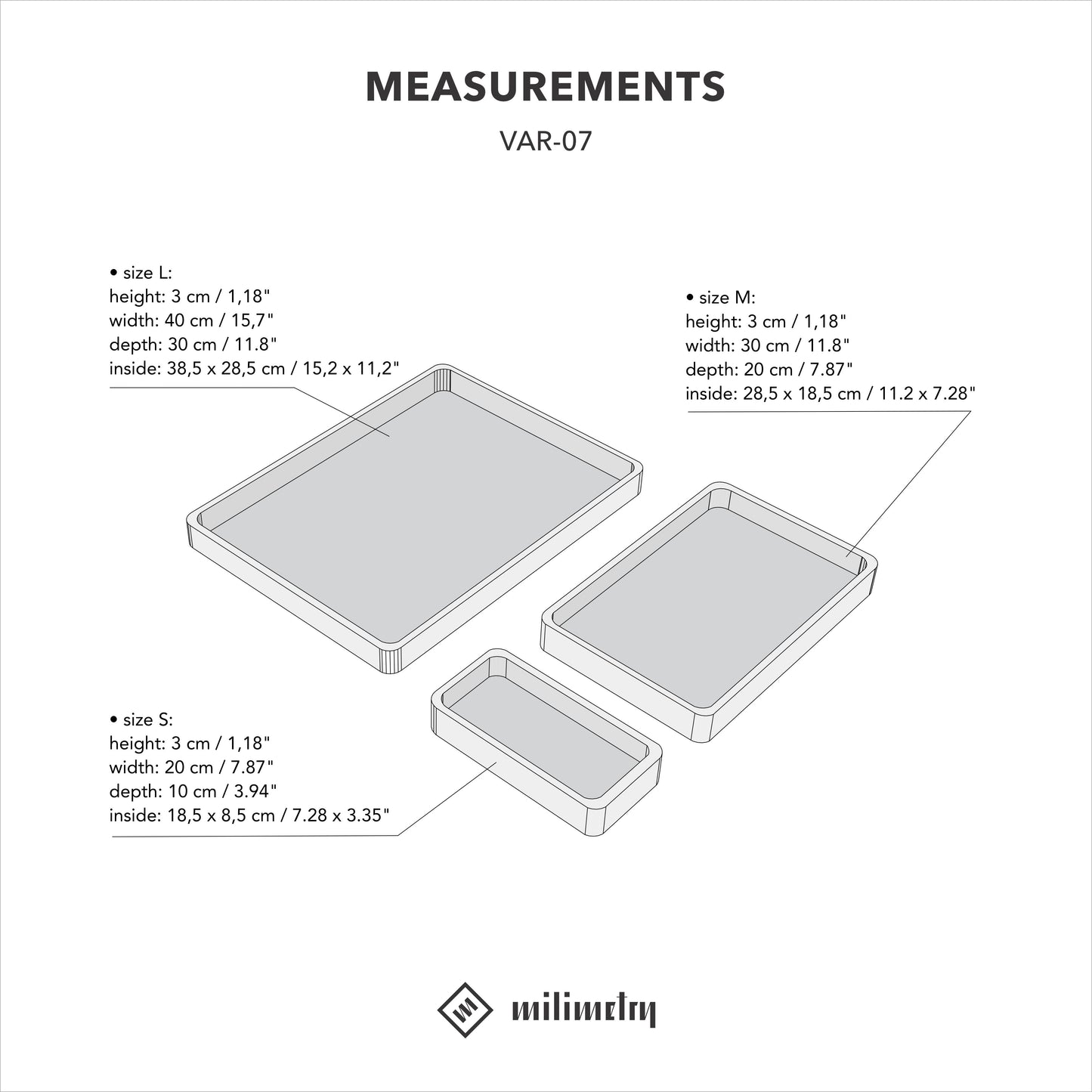 MUSTERVERKAUF | Präsentationstabletts VAR-07-CF Nr. 56 | Set mit 3 Größen | ideal für Schmuck, Schreibwaren, Anstecknadeln, kleine Produkte