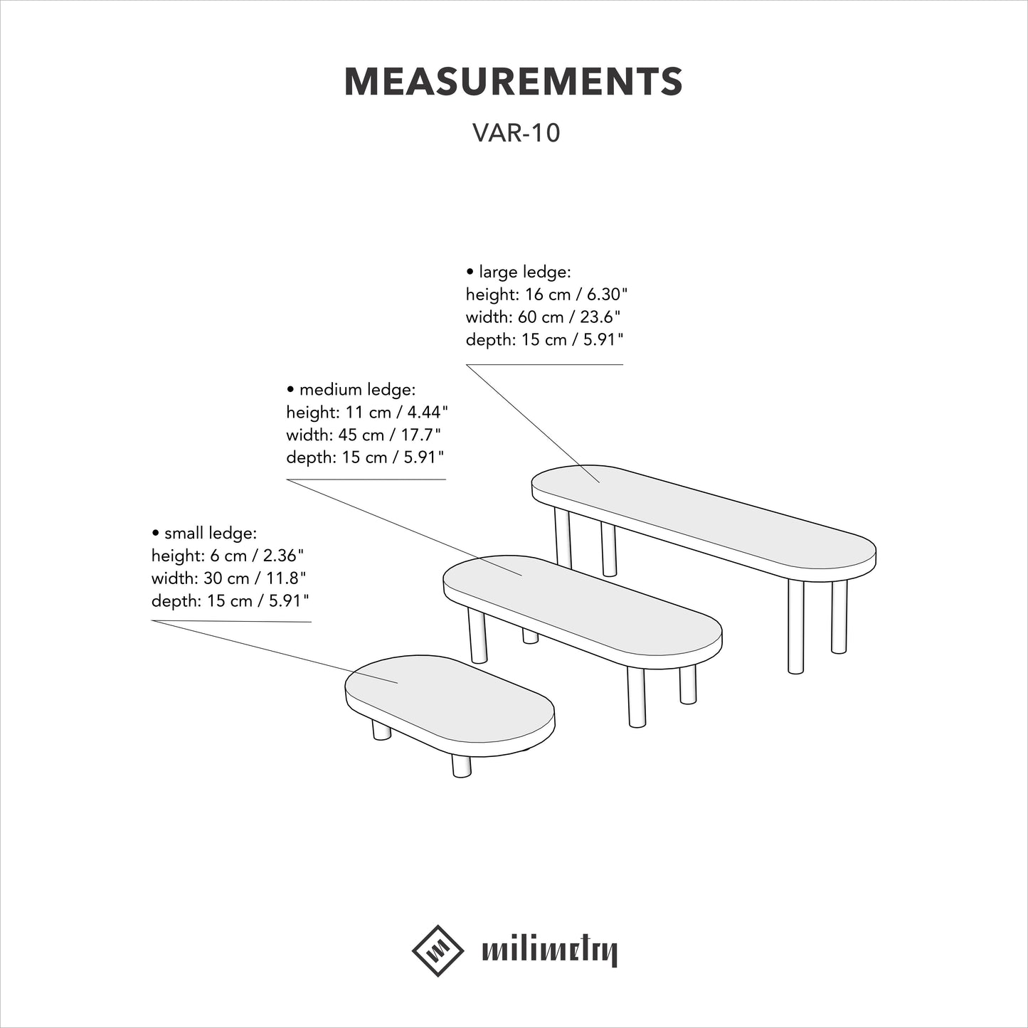 SAMPLE SALE | Set of 3 risers VAR-10-WT No. 46 | display stands for candles, jewelry, ceramics, beauty products