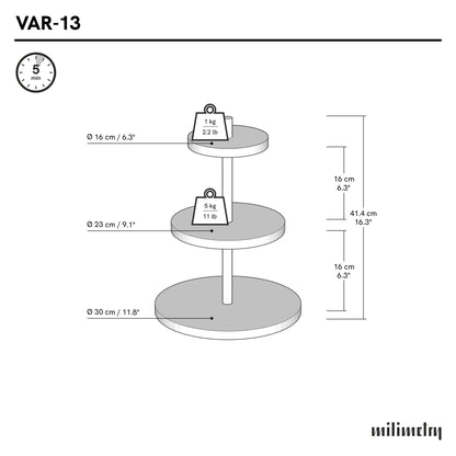 3-tier display platter VAR-13-CF | coffee color