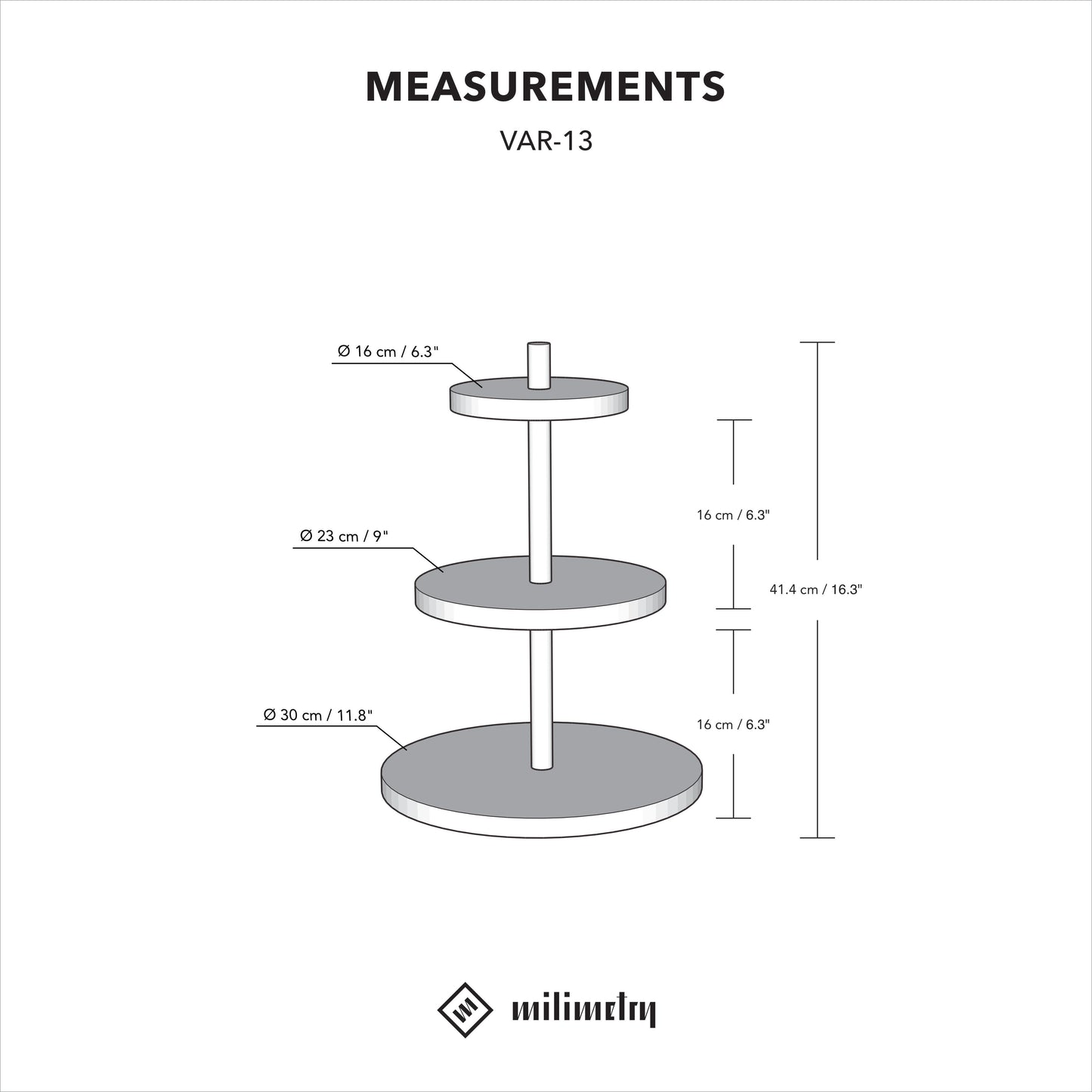 3-tier display platter VAR-13-BL | black color