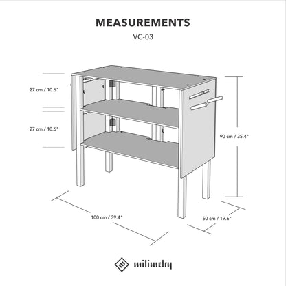 Checkout counter VC-03-WT in white color | collapsible portable vendor display with storage