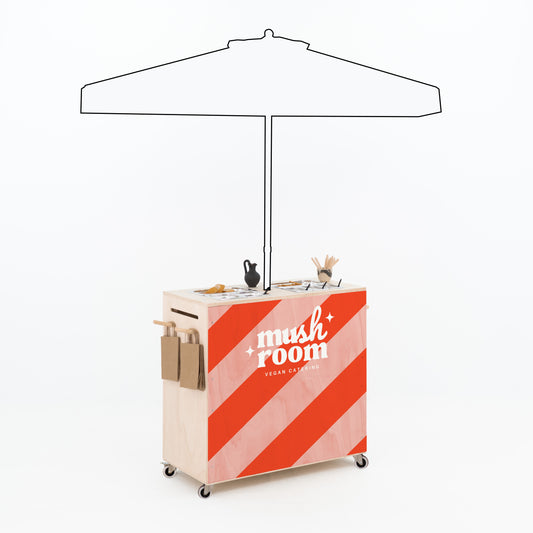 Mobile Catering Cart with Umbrella Cutout VC-08-A-W-NT | natural color