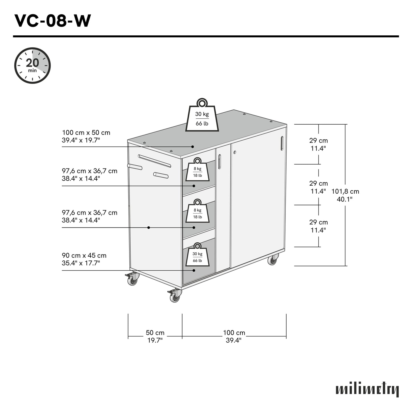 Checkout stand VC-08-W-CF | coffee color