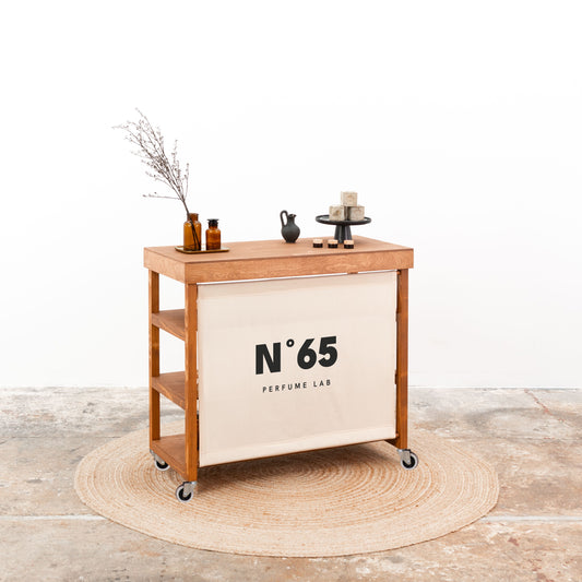Vendor table with shelves VC-10-C-W-CF | coffee color
