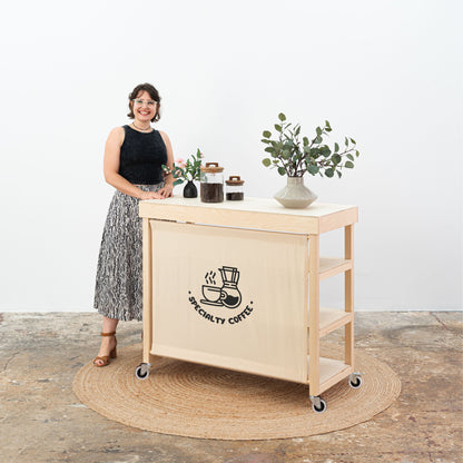 Vendor Table With Shelves VC-10-C-W-NT | natural color