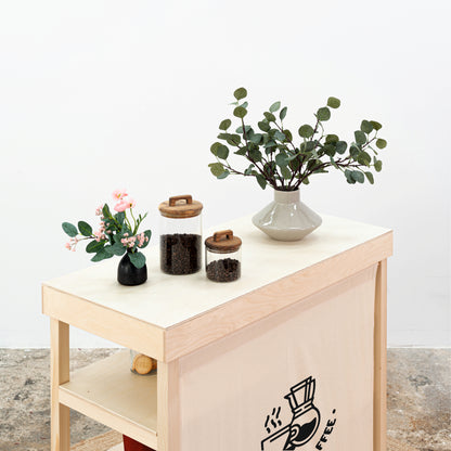 Vendor Table With Shelves VC-10-C-W-NT | natural color
