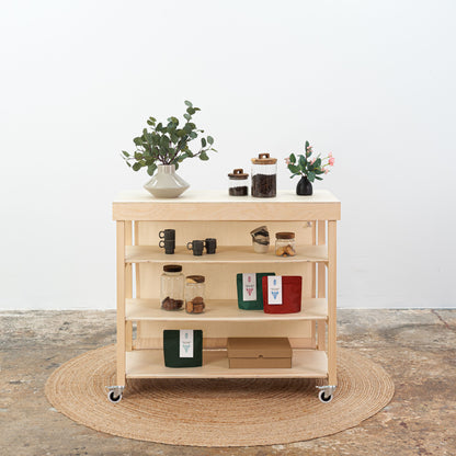Vendor Table With Shelves VC-10-C-W-NT | natural color