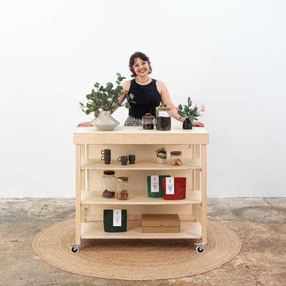 Vendor Table With Shelves VC-10-C-W-NT | natural color
