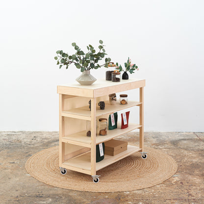 Vendor Table With Shelves VC-10-C-W-NT | natural color
