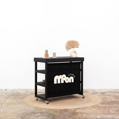 Vendor Table With Shelves VC-10-C-W-BL | black color