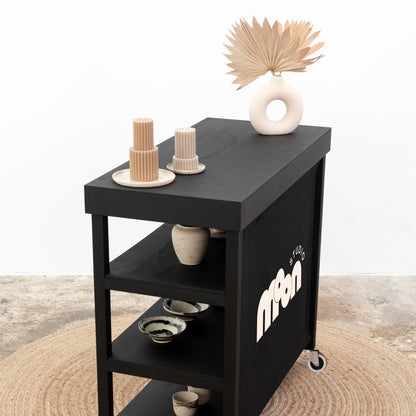 Vendor Table With Shelves VC-10-C-W-BL | black color