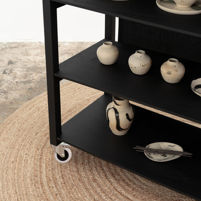 Vendor Table With Shelves VC-10-C-W-BL | black color