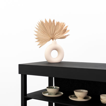 Vendor Table With Shelves VC-10-C-W-BL | black color