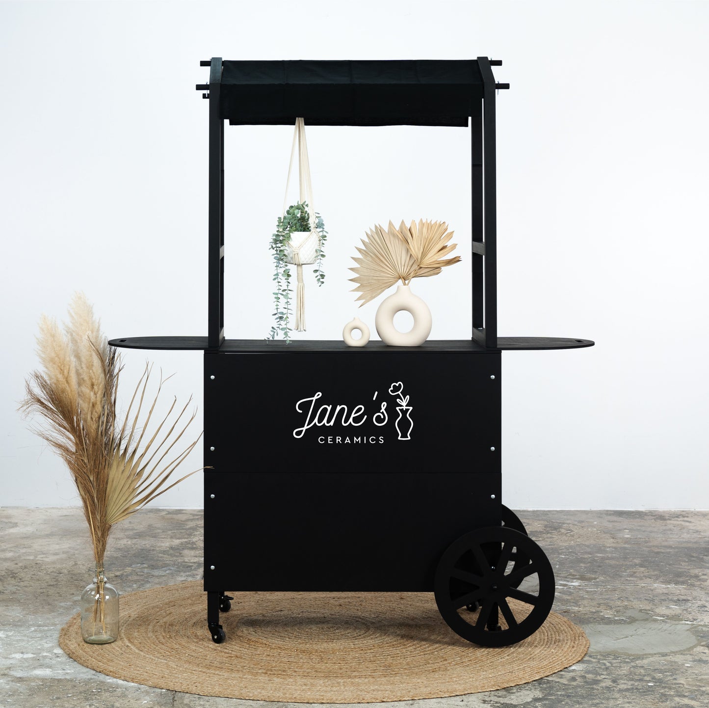 Display cart VC-11-W-BL | collapsible portable vendor display with storage
