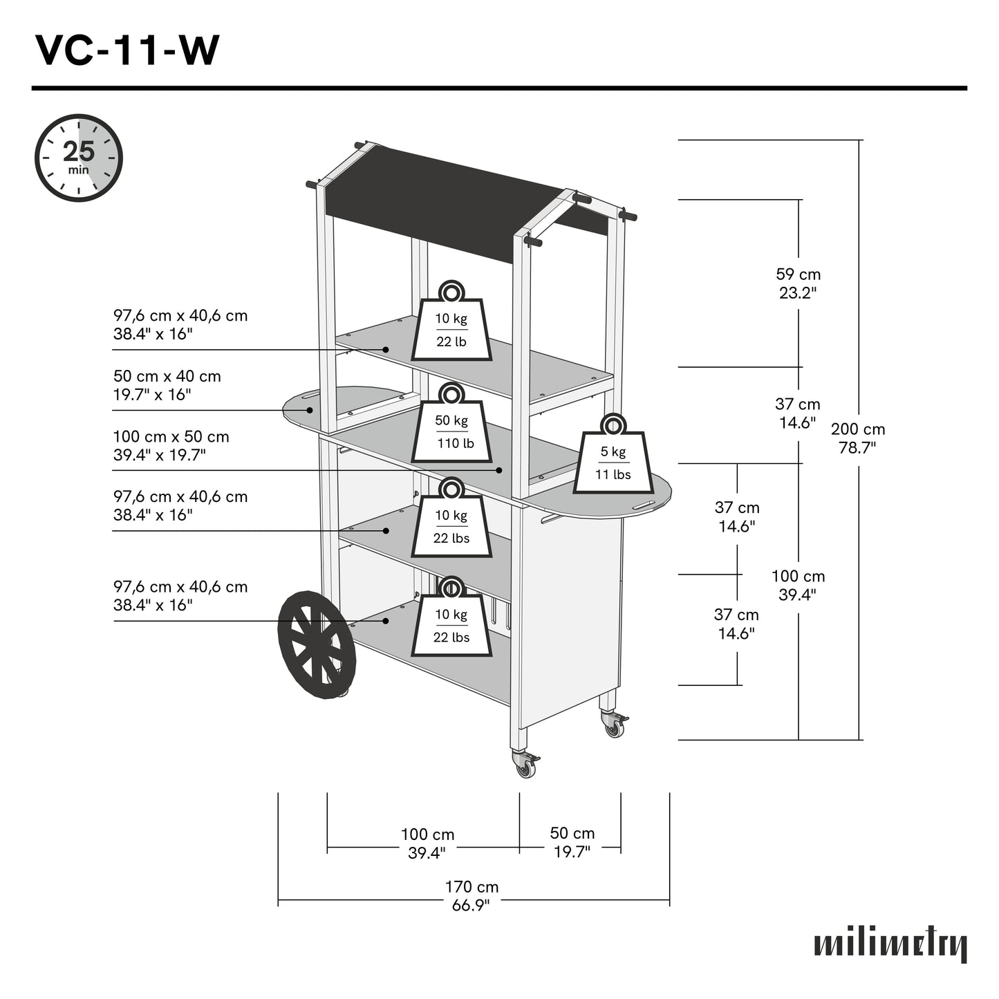 Event Cart VC-11-W-CF | coffee color