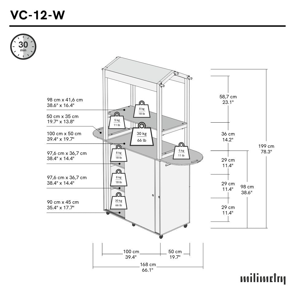 OUTLET| Mobile bar VC-12-W-WT | white color