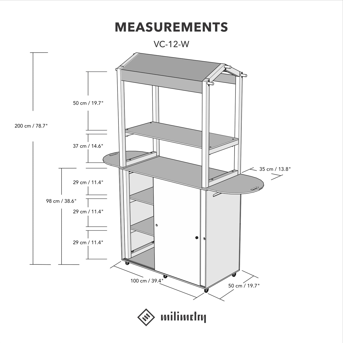 Mobile Bar VC-12-W-BL | Farbe schwarz