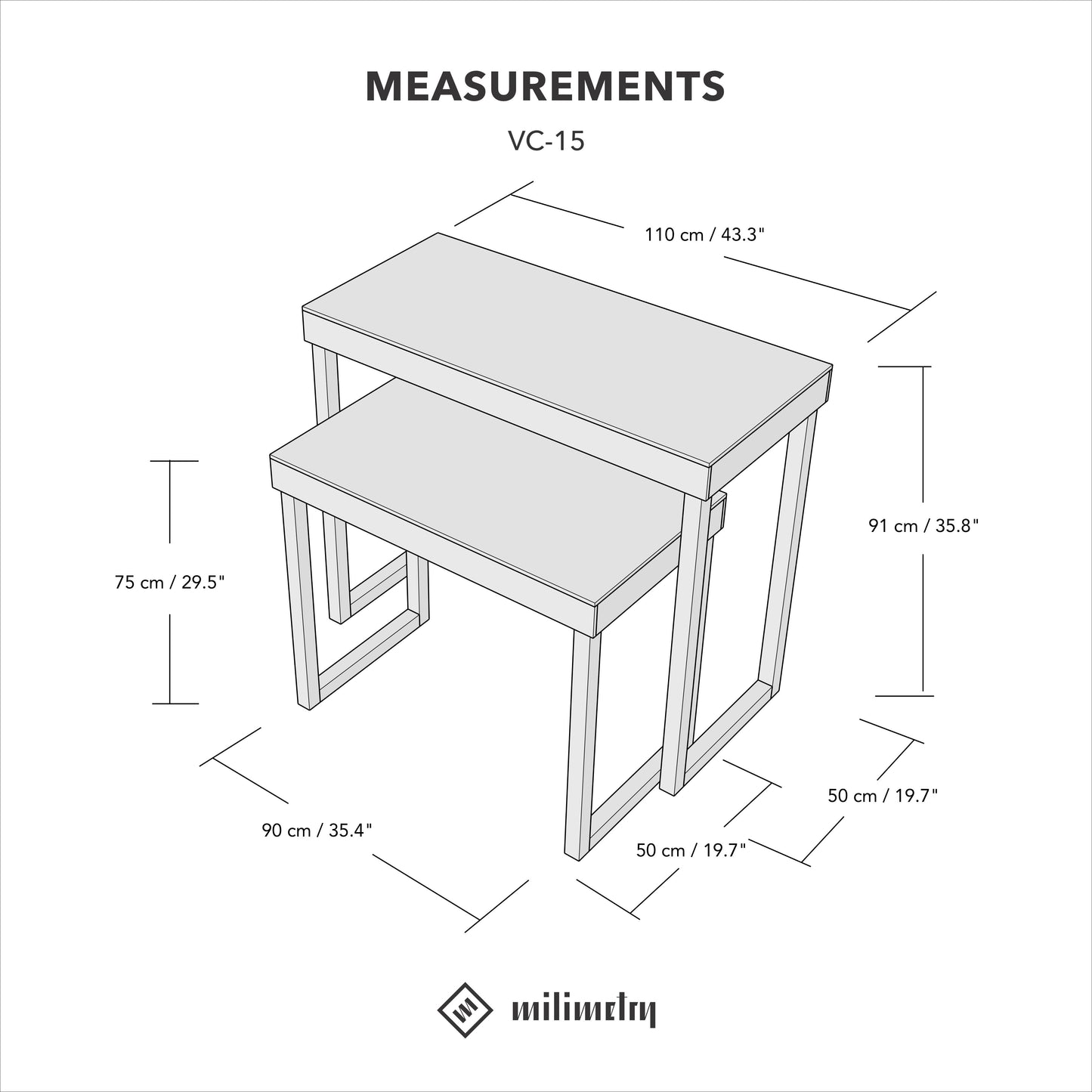 Nesting tables VC-15-WT | white color