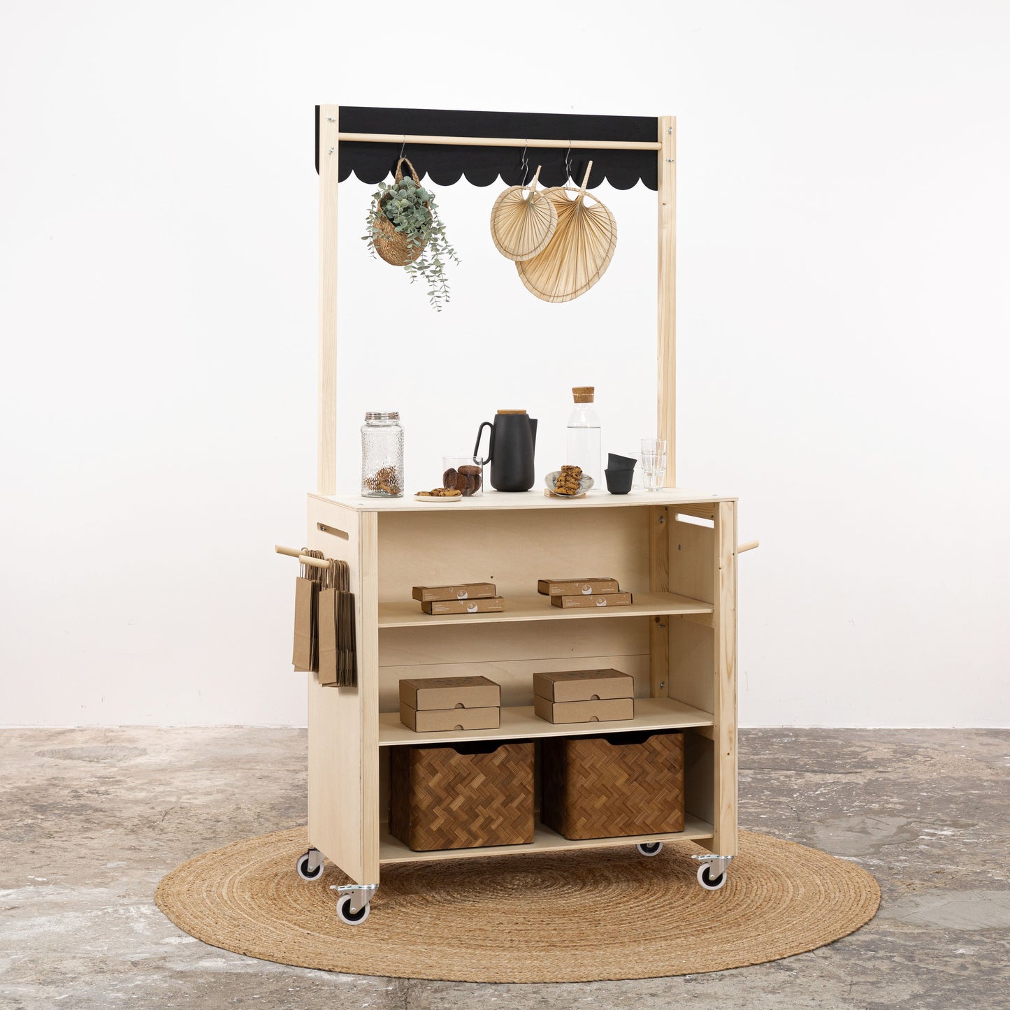 Kiosk Cart VC-16-W-E-NT | natural and black color
