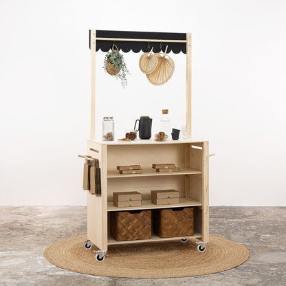 Kiosk Cart VC-16-W-E-NT | natural and black color