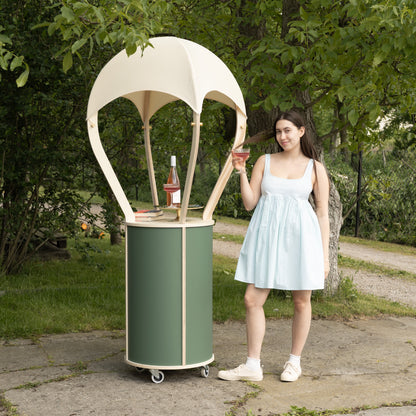 Event cart with shelving and personalized branding elements