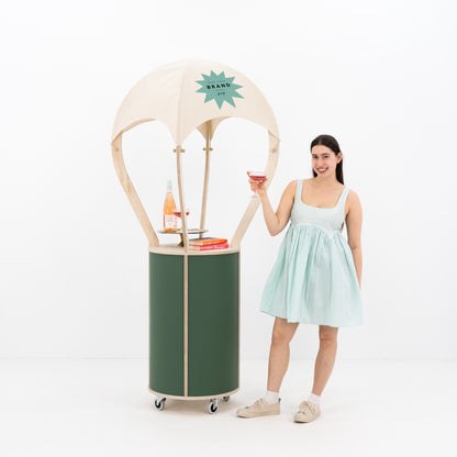 Branded balloon cart with company logo 